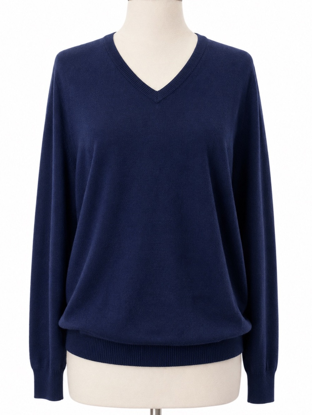 J. Crew Classic Navy V-Neck Sweater Cotton Cashmere Blend V Neck Unisex M